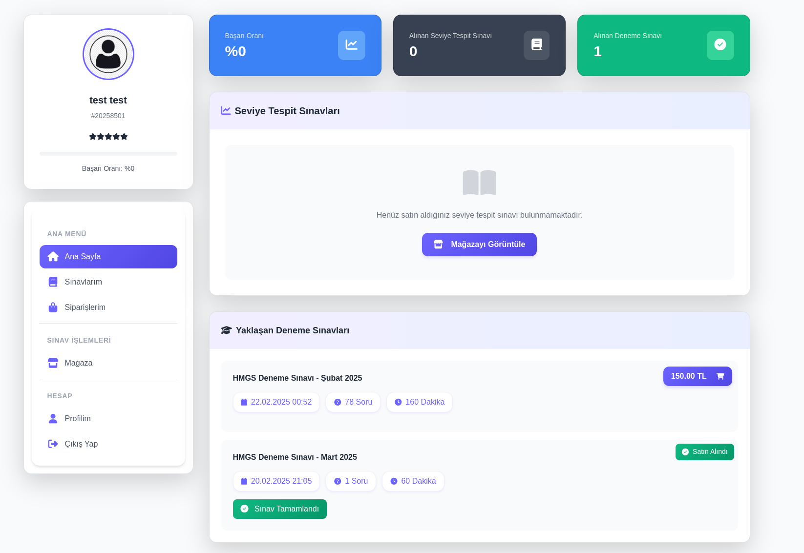HMGS Deneme Dashboard